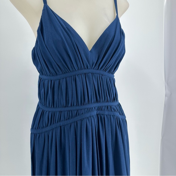 Trina Turk Women Gemma Blue lined Tiered Gathered Ruffles Maxi Dresses Sz 6 - Picture 7 of 13